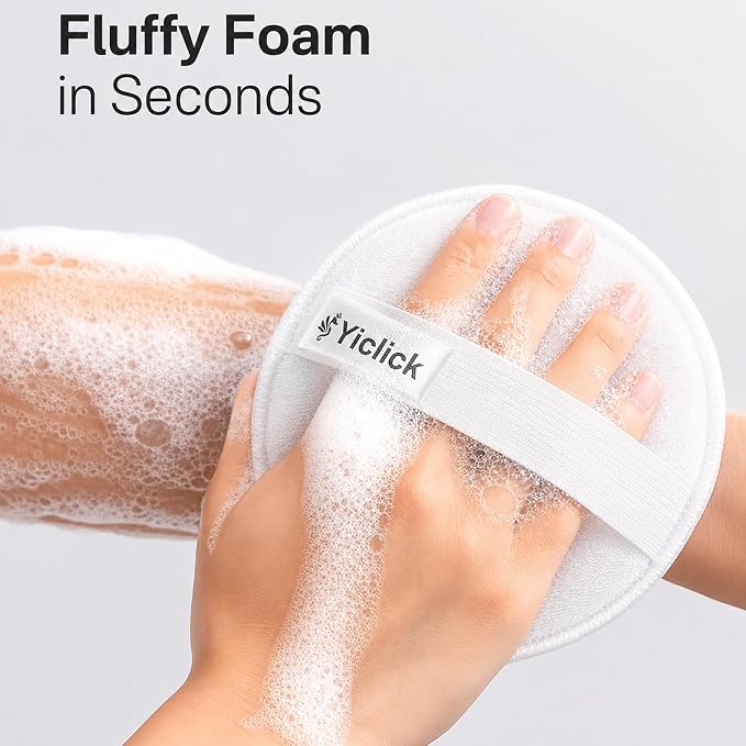 Exfoliating Body Scrubber, 2 Pack Shower Loofah Sponge with Handle, Dual-Sided Body Scrub Pad for Bathing, Rich Lather Bath Sponge for Men and Women