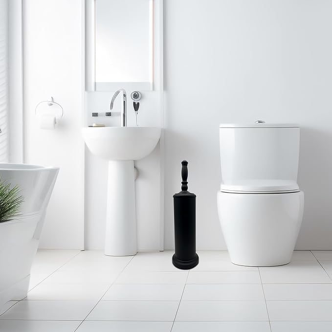 Metal Toilet Bowl Brush with Holder Premium Bathroom Cleaning Set Rustproof Hygienic Durable Elegant Finish