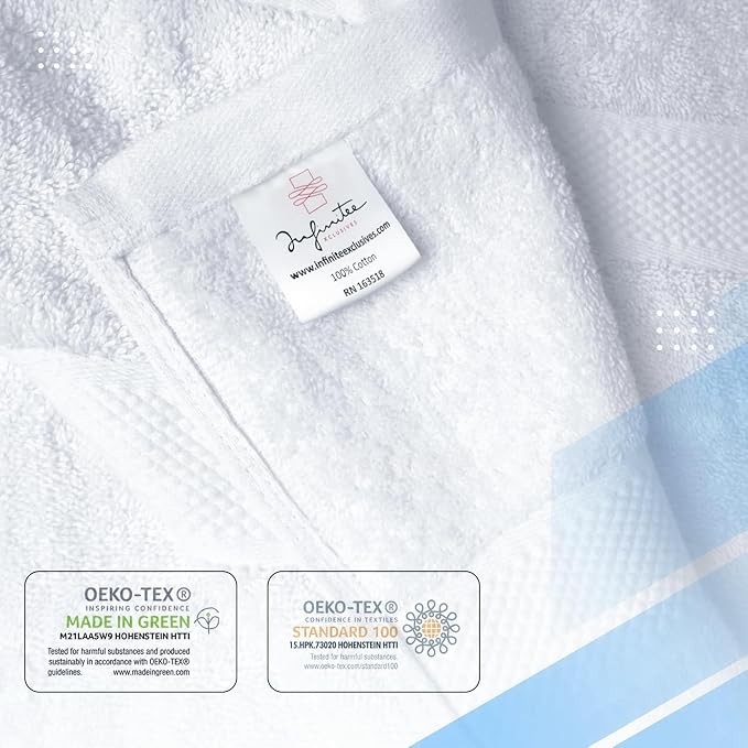 Infinitee Xclusives 100% Ring-Spun Cotton Bath Towels for Bathroom - Pack 4 | Luxury Super Soft, Absorbent & Quick-Drying |27x54 inches| Large Bathroom Towels Set |600 GSM| Gym, Shower, Spa & Hotel Use