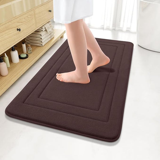 Arotive Memory Foam Bathroom Rug Mat 36x24, Ultra Soft and Absorbent Bath Mat, Machine Wash Dry, Comfortable Bath Rug Carpet for Bathroom Floor, Tub and Shower, Brown
