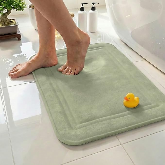 ITSOFT Memory Foam Bath Mat 59X23, Non Slip, Machine Washable, Quick Dry & Absorbent Rugs, Bath Mats for Bathroom Floor, Tub & Shower, Bathroom Rug, Sage Green