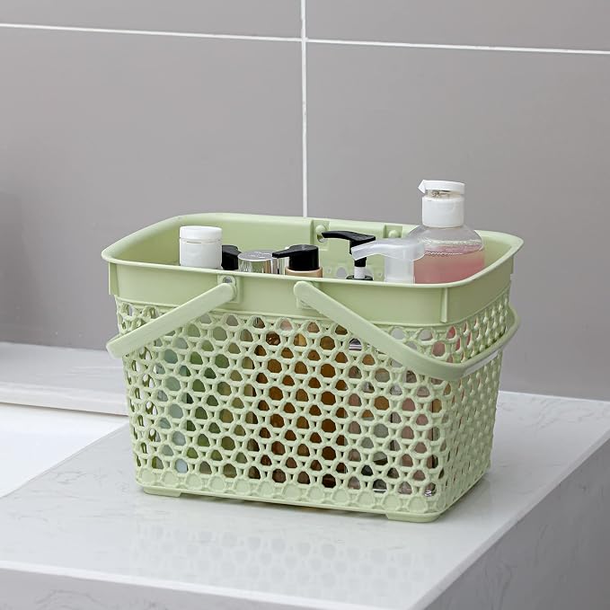 Anyoifax Portable Shower Caddy Basket Plastic Cleaning Tote with Handles Large Storage Organizer Bin for Bathroom, College Dorm, Pantry, Kitchen - Green