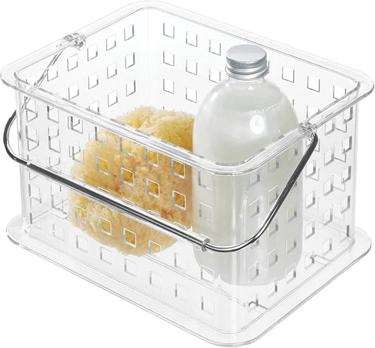 iDesign Small Clear Shower Caddy with Handle | Portable, Shower Organizer, For Dorm or Bathroom