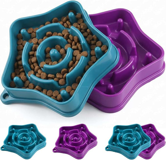 2 Pack Slow Feeder Dog Bowls, Turquoise & Purple, 1 Cup (350ml) Maze Puzzle Bowl for Puppies & Small Dogs, Slow Eating, Anti-Choking, Aid Digestion, Non-Slip, BPA-Free, Dishwasher Safe