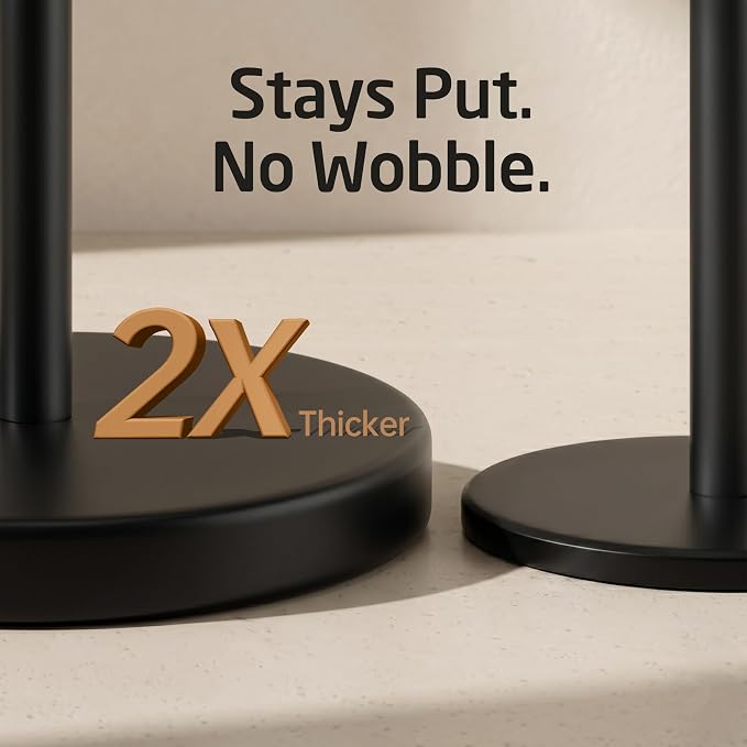 KES 26" H Black Toilet Paper Holder Stand with Weighted Base | 304 Stainless Steel Rustproof, Cement-Filled Base For Extra Stability, Fits Mega Rolls, Tool-Free Assembly, Hardware Included