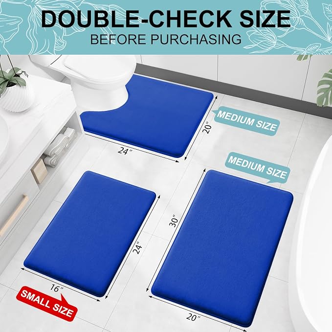 Smiry Memory Foam Bath Mat 36x24, Extra Soft and Absorbent Bathroom Rugs | Royal Blue, Quick Dry Machine Washable Non-Slip Bath Mat for Bathroom Floor, Shower and Tub
