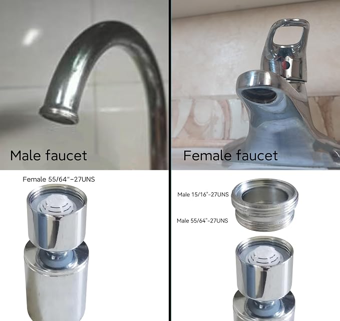 kitchen and bathroom faucet nozzle aerator,faucet extender, 360 degree swivel dual flow sprayer for sink tap head, rotatable 2 function water splash filter