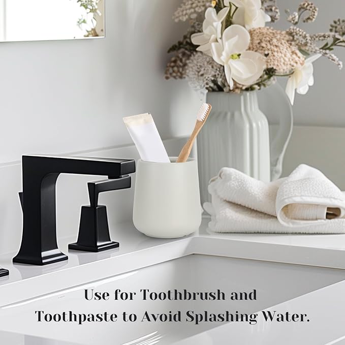 INGOFIN Ceramic Toothbrush Holder, 12 oz Grey Bathroom Toothpaste Cup | Toothbrush and Toothpaste Holder Cup for Bathroom Vanity and Hotel Countertop Organizer, for Cosmetic Makeup Office Pencils