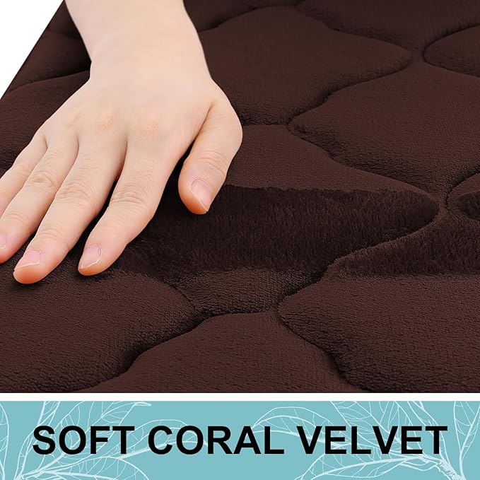 OLANLY Memory Foam Bath Mat Rug 59x24, Ultra Soft Bathroom Rugs, Brown | Thick Absorbent Carpet, Non-Slip Backing, Machine Washable, for Bathroom Floor, Tub, Shower and Home Decor Accessories