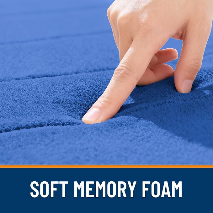 OLANLY Memory Foam Large Bath Mat 44x32, Super Soft Absorbent Bathroom Rugs | Deep Navy Blue, Quick Dry Bath Rug, Machine Washable Shower Floor Mats, Bathmat Carpet for Bathroom Floor, Tub and Shower