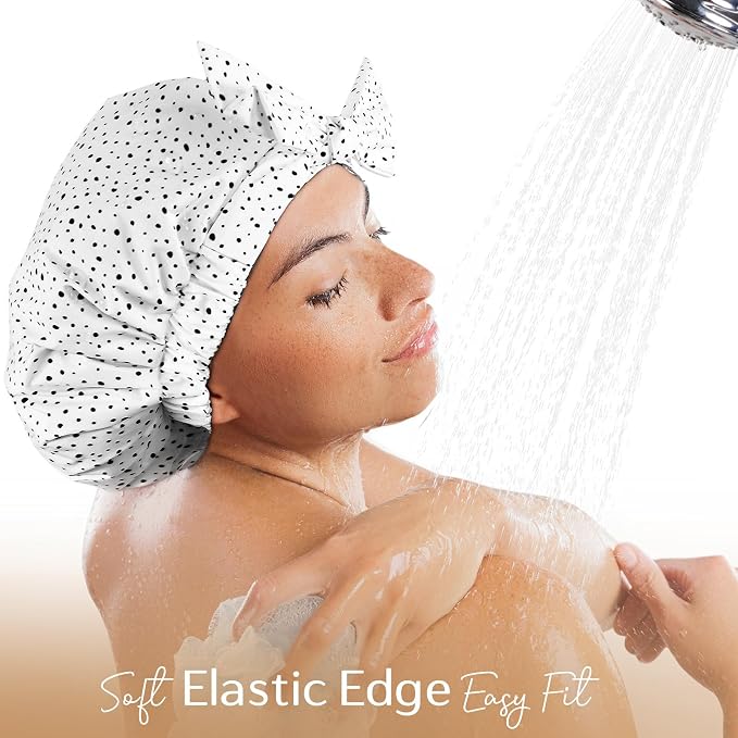 Yanibest Shower Cap for Women Reusable Waterproof, Adjustable Hair Cap | Non-Slip, Durable & Cute Washable Bath Hair Hat