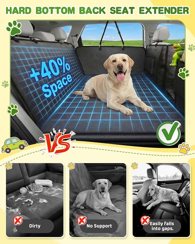Dog Car Seat Cover, 600D Heavy Dute Car Seat Cover for Dogs Pets,100% Waterproof Anti-Scratch Nonslip Dog Hammock for Cars, Seat Covers Protector with SeatBelt for Sedan SUV Truck XLPRO Hard LEA-Dark