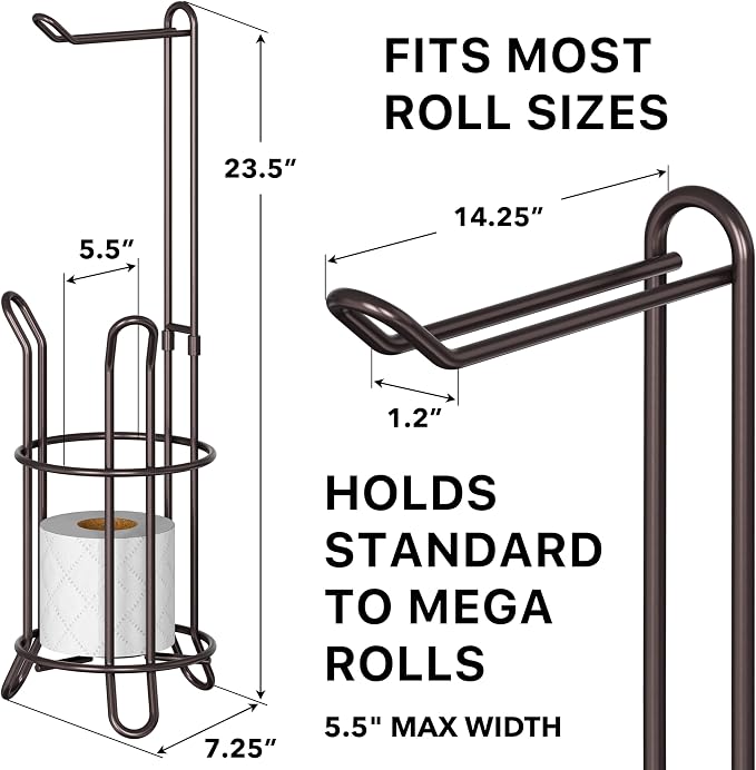 Simple Houseware Bathroom Toilet Paper Storage Holder Stand Shelf, Bronze | 4 Paper Rolls, 7.25" x 7.25" x 23.5", Wired