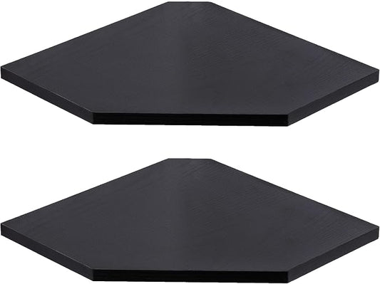 Fun Memories Corner Shelf Wall Mount, Floating Corner Shelves, Set of 2 Corner Wall Shelf Organizer, Rustic Wood Wall Storage Display Shelves for Living Room Bedroom Bathroom Kitchen, Classic Black