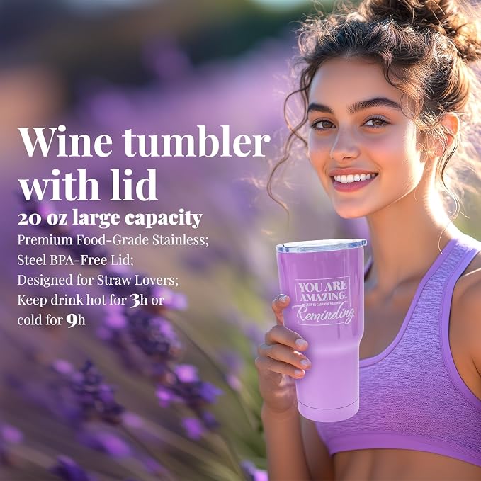 BODY & EARTH Self Care Gifts for Women Get Well Soon Gifts, Purple Birthday Gift Baskets, 8pcs Lavender Bath and Body Sets with 20oz Vacuum Insulated Tumbler Mother's Day Gifts for Mom