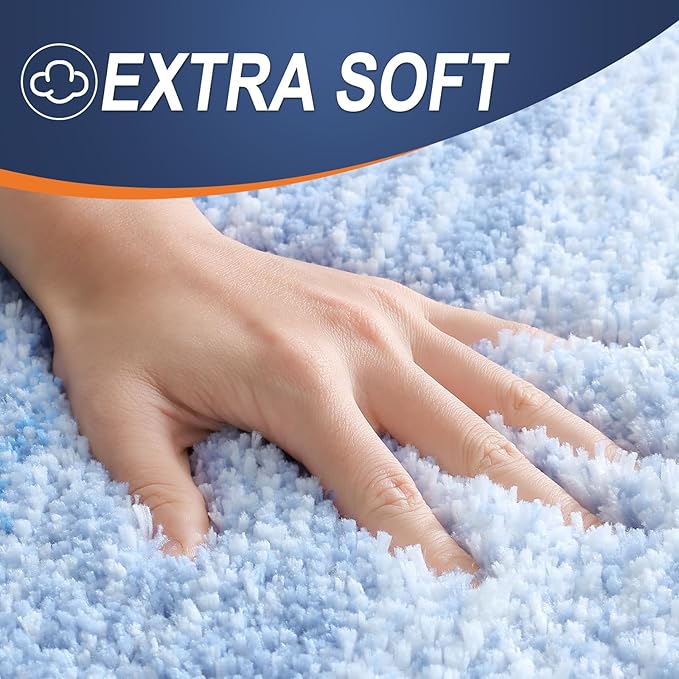 OLANLY Bathroom Runner Rug 70x20, Extra Soft Absorbent Microfiber Bath Rugs | Light Blue, Non-Slip Quick-Drying Rubber Backing, Washable Long Bath Mat for Floor, Tub and Shower, Home Decor