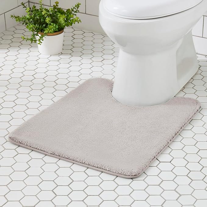 MINIDEAR Toilet Rugs 24x20 - U Shaped Tan Thick Memory Foam Contour Rugs,Ultra Soft & Plush Fluffy, Non-Slip, Quick Dry, Absorbent Washable Floor Microfiber Mat for Home Decor Accessories
