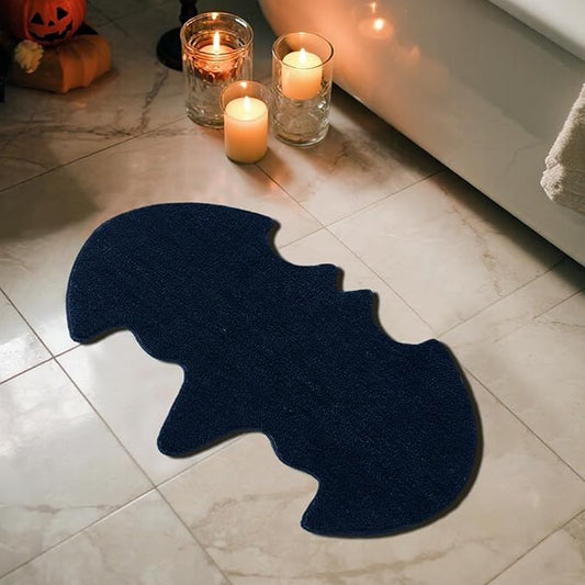 TYUU Bat Bath Mat, Super Absorbant Gothic Bathroom Rugs Non Slip Washable Bat Shaped Floor Mat Holiday Decor, 24''x36'', Black