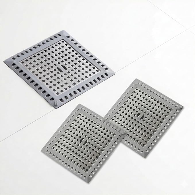 2 Pack Square Shower Drain Hair Catcher Stainless Steel | Anti-Clog Hair Stopper for Bathroom, Bathtub & Kitchen | Non-Slip, Easy Clean, Universal Fit