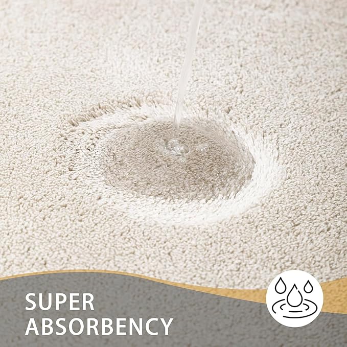 MINIDEAR Toilet Rugs 24x20 - U Shaped Beige Thick Memory Foam Contour Rugs,Ultra Soft & Plush Fluffy, Non-Slip, Quick Dry, Absorbent Washable Floor Microfiber Mat for Home Decor Accessories