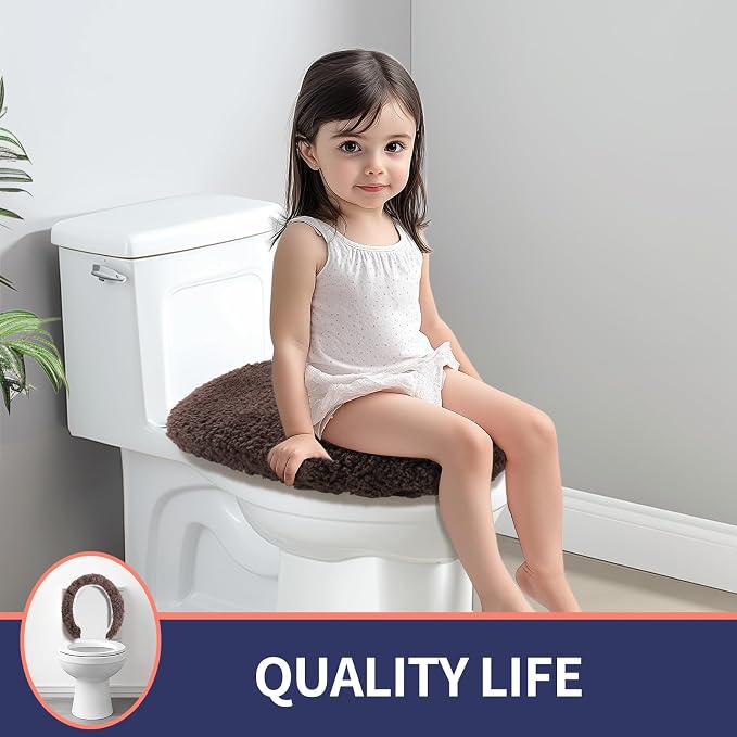 Soft Microfiber Toilet Seat Cover 17.5" x 15" Machine Washable | Solid Toilet Lid Cover Adjustable Rubber Backing Fits Most 16 -17.5" L x 14-16" W Round Oblong and Elongated Toilet Seat