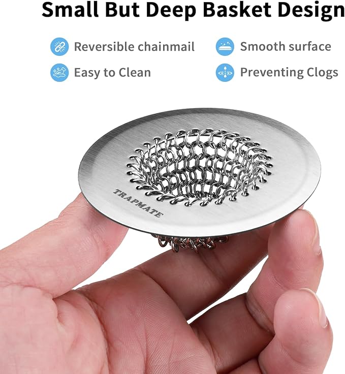 TRAPMATE Shower Drain Hair Catcher, 2.8" Fast Drainage Bathtub Stopper Drain Strainer Kit, Stainless Steel Shower Drain Cover, Bathtub Drain Protector for Sinks & Tubs (Patented Product)