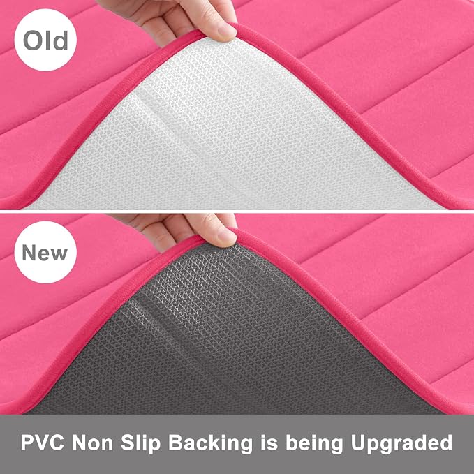 Buganda Memory Foam Bath Mat 70 x 24, Ultra Soft Absorbent Bathroom Rugs | Deep Pink, Machine Washable Quick Dry Bath Mats for Bathroom Floor, Shower and Tub, Home Decor Accessories