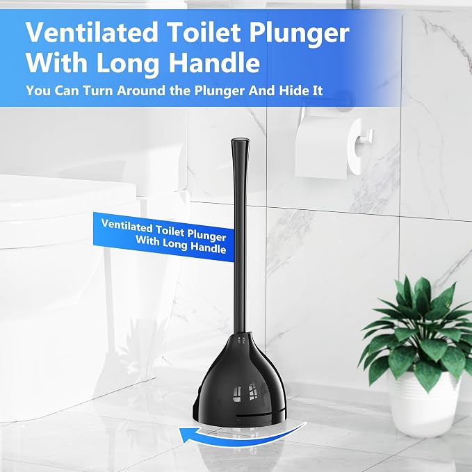 Toilet Plunger with Holder, Plungers for Bathroom Heavy Duty for 5.7-inch Toilet Drain, Toilet Plunger and Holder Combo for Bathroom Cleaning (Style 2)