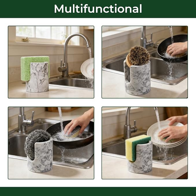 Marble Sponge Holder, Cloudy Gray | Kitchen Sink, Rustic Farmhouse Decor, Dish Sponge Caddy