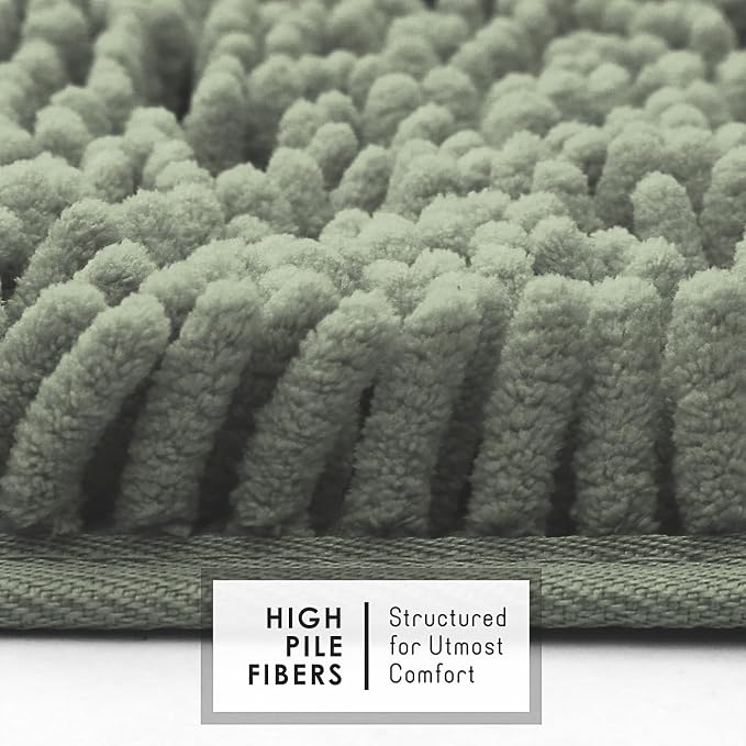 Hearth & Harbor Bathroom Rugs, Chenille Bath Mat - Machine Washable Bath Mats for Bathroom Non-Slip Backing Rubber, Quick Dry Bathroom Mat