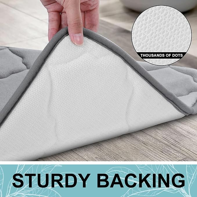 OLANLY Memory Foam Bath Mat Rug 47x24, Ultra Soft and Absorbent Bathroom Rugs, Non-Slip, Comfortable, Machine Washable Bath Carpet for Bathroom Floor, Tub, Shower and Home Decor Accessories, Grey | Thick Absorbent Carpet, Non-Slip Backing, Machine Wash...