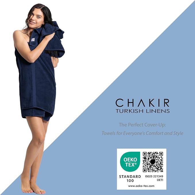 Chakir Turkish Linens, 100% Cotton Premium Quality Turkish Bath Sheets (35''x70'' Large Bath Sheet Towels - Navy) | 100% cotton bath sheets, 35x70 oversized, OEKO-TEX certified, soft plush and absorbent