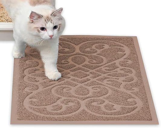 PetLike Cat Litter Box Mat, Thick Kitty Litter Trapping Mat, Durable,Waterproof &Washable with Non-Slip Backing, Soft on Kitty Paws and Easy to Clean, BPA Free