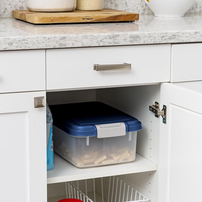IRIS USA Dog Food Storage Container, Up to 11 lbs, Navy, Made in USA | BPA-Free, Airtight Seal, Best for Cat Food, Bird Seed, Chicken Feed, Pet Toys, Treats, Pellets