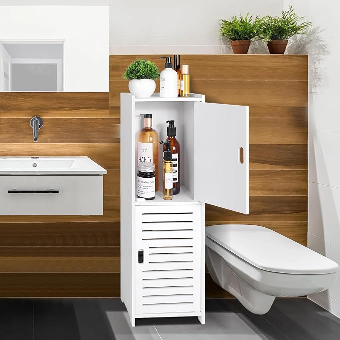 YARUKIMA Bathroom Floor Storage Cabinet,White