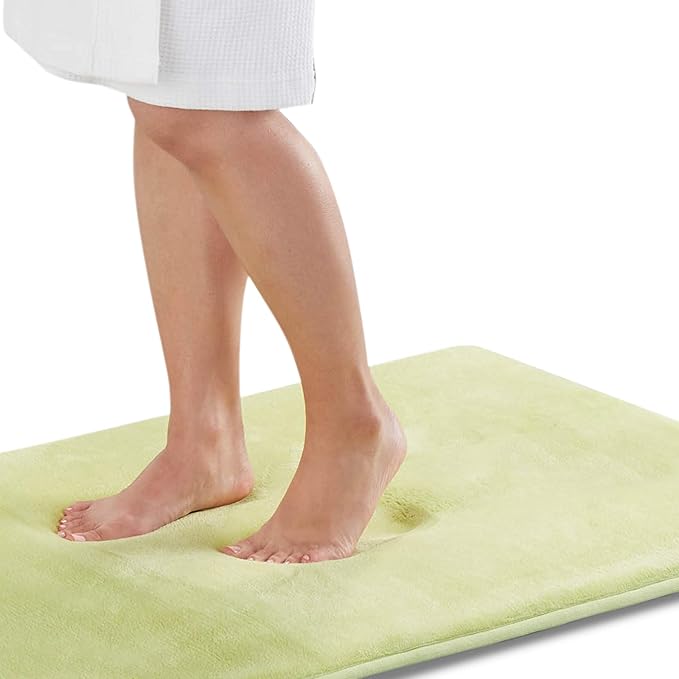 Memory Foam Bath Mat Non Slip Absorbent Super Cozy Velvet Bathroom Rug Carpet (60 inches X 24 inches, Lime)