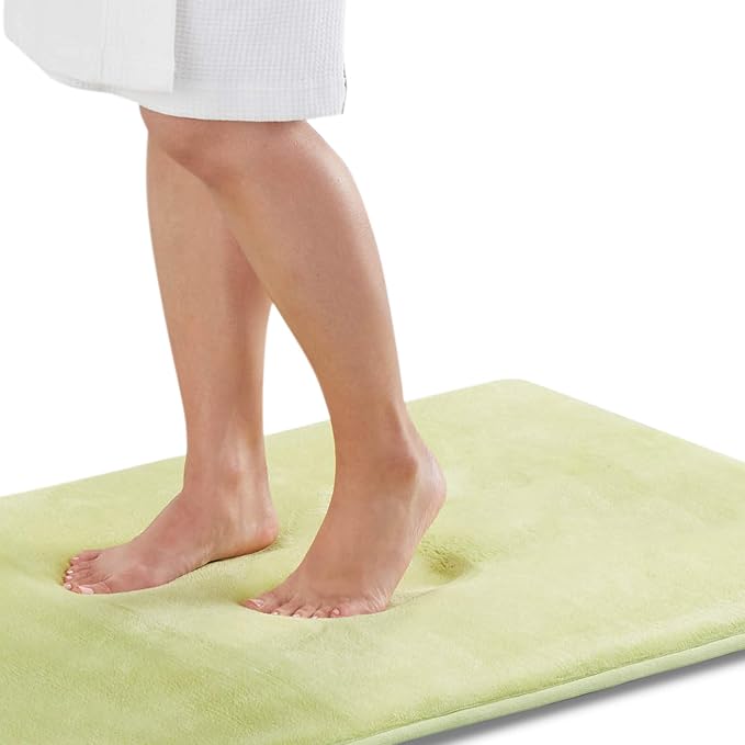 Memory Foam Bath Mat Non Slip Absorbent Super Cozy Velvet Bathroom Rug Carpet (22 inches X 42 inches, Lime)