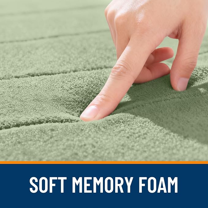 OLANLY Memory Foam Long Bathroom Rugs Runner 70x24, Super Soft Absorbent | Sage Green, Quick Dry Bath Mat, Machine Washable Shower Floor Rugs, Bathmat Carpet for Bathroom Floor, Tub and Shower