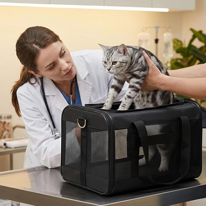 Conlun Dog Carrier Soft Sided, Large Cat Carrier up to 20 Lbs,Pink L | with Inner Safety Leash, Pet Transport Carrier for Large Cats and Medium Dog, Collapsible Puppy Carrier Bag