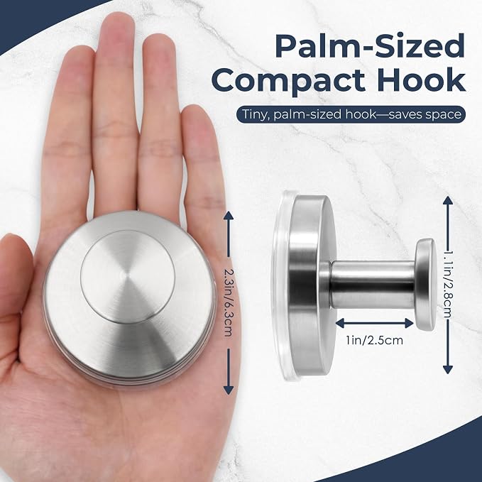 Large Suction Cup Hooks for Shower,Glass Window&Door,Mirror,Reusable Shower Hooks,No-Drill Removable Towel Hooks for Bathroom,4 Packs(Brushed Silver)
