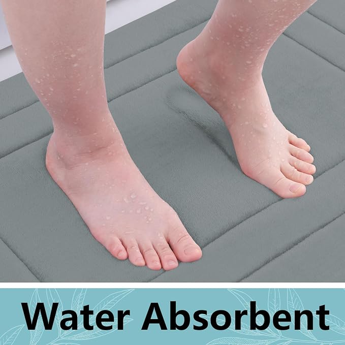 Arotive Memory Foam Bathroom Rug Mat 70x24, Ultra Soft and Absorbent Bath Mat, Machine Wash Dry, Comfortable Bath Rug Carpet for Bathroom Floor, Tub and Shower, Grey