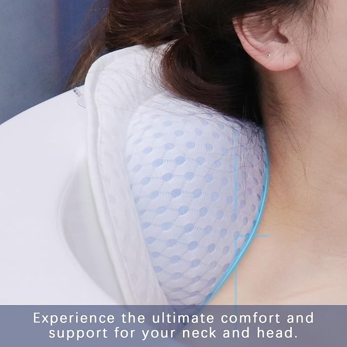 Bathtub Bath Pillows for Tub - Bath Tub Pillow Headrest with Ergonomic TPE, Bathtub Pillow for Neck & Back Support with Strong Suction Cups & Hook