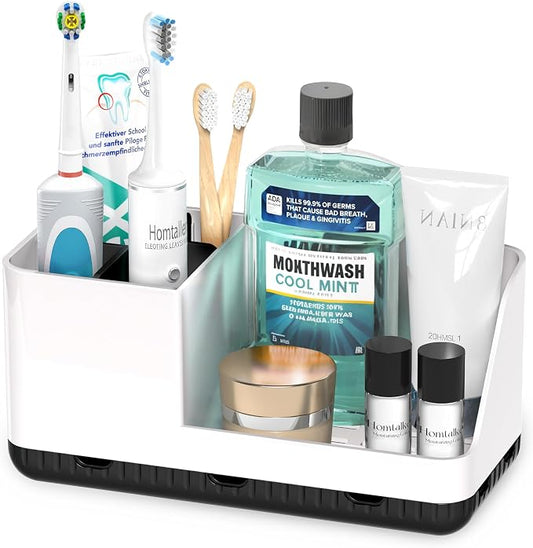 Toothbrush Holders for Bathroom Counter - Detachable Bathroom Organizer and Storage Electric Toothbrush and Toothpaste Holder, Bathroom Decor Accessories for Countertop, Shower, Sink