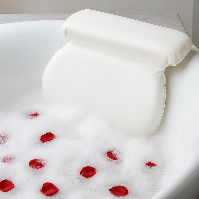 Epica Bath Pillow Bathroom Accessories| Bath Essentials Neck Pillow for Head and Neck Support| Bathtub Decor for Back Support Waterproof with Non Slip Suction Cups| tub Accessories for Bathtub Decor