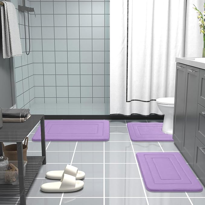 Arotive Memory Foam Bathroom Rug Mat 47x20, Ultra Soft and Absorbent Bath Mat, Machine Wash Dry, Comfortable Bath Rug Carpet for Bathroom Floor, Tub and Shower, Lavender