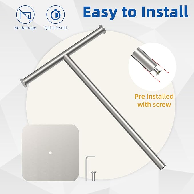 RUACQ Hand Towel Stand, 16" T-Shape Hand Towel Holder Stand for Bathroom, Kitchen and Countertop Towel Holder 304 Stainless Steel Hand Towel Rack with Weighted Base (Brushed Nickel)