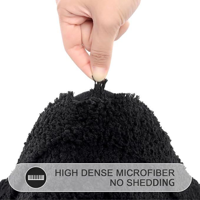 SHACOS Soft Microfiber Bathroom Rugs Set of 2 Pieces, Black | 47x20 + 32x20, Absorbent Plush Bath Rugs, Non Slip Washable Shaggy Bath Mats, Fluffy Bathroom Runner Floor Mats Shower Rug