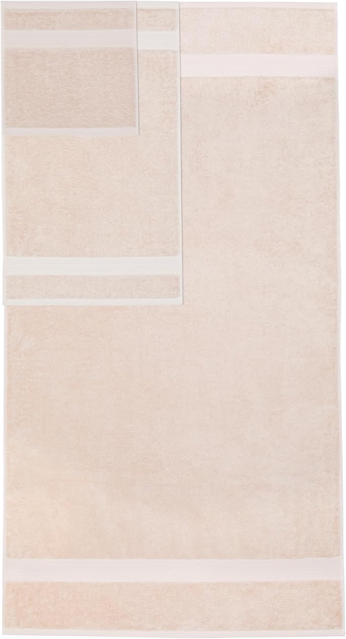 Amazon Basics Fade-Resistant 100% Cotton Bath, Hand and Washcloth Towel Set, 30 x 54 inches, Blush Pink, Set of 6