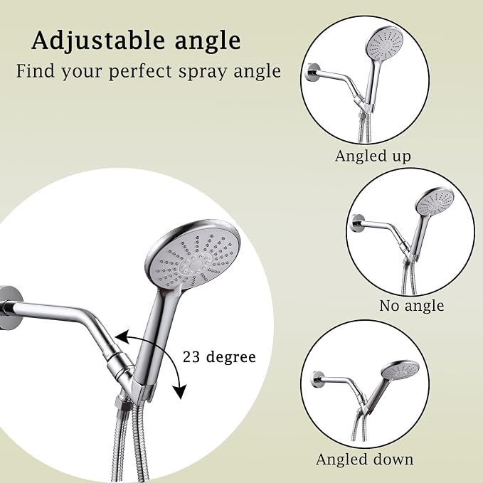 All Metal Handheld Shower Head Holder, Adjustable Shower Wand Holder with Brass Pivot Ball，Shower Arm Holder Mount for Connecting Shower Arm and Shower Hose，Chrome