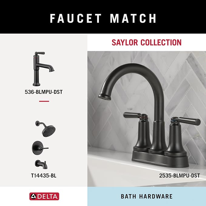 Delta Saylor (1-Pack) 8'' Towel Rack for Bathroom Matte Black Towel Bar for Bathroom Wall Hand Towel Holder Rod Wall Mounted Kitchen Towel Holder 73508-BL